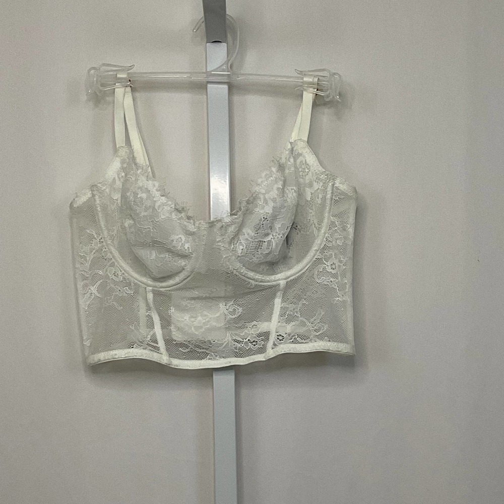 INC International Concepts White Lace Bra large underwear corsette - Picture 2 of 4